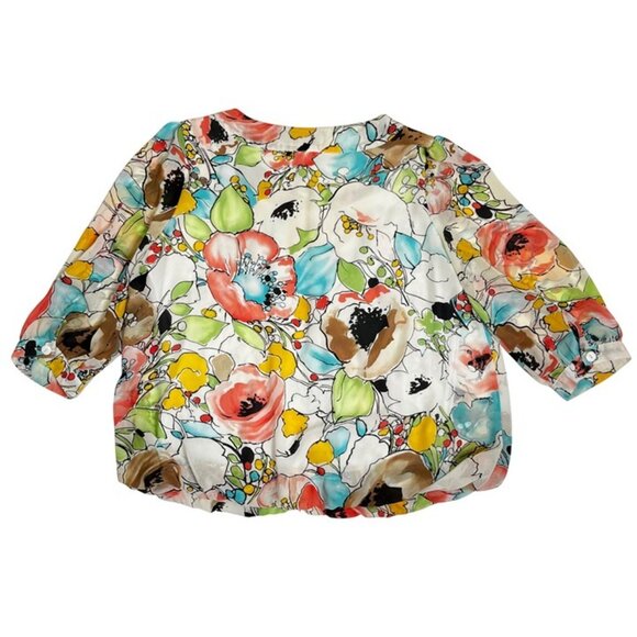 Covington blouse women's L white pink brown floral scoop neck loose fit - Picture 10 of 11